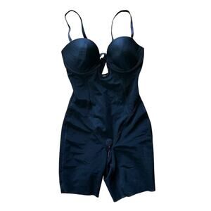 NWT Shapellx BOOT-YEAH MeshSmooth Deep Plunge Black Bodysuit Small